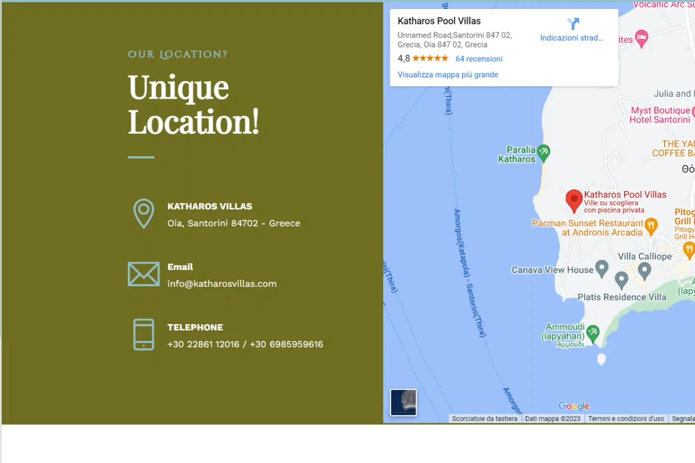 web realizzato per katharos villas2